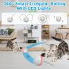 Electric Cat Toy Cat Teaser Ball Automatic Self Rotating Interactive Cat Motion Exercise Toy with Feather Bell LED Lights USB Rechargeable