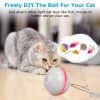 Electric Cat Toy Cat Teaser Ball Automatic Self Rotating Interactive Cat Motion Exercise Toy with Feather Bell LED Lights USB Rechargeable