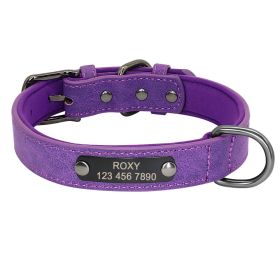 Engraved Lettering On The Neck Ring Of Dogs And Cats To Prevent Loss (Option: Purple-M)