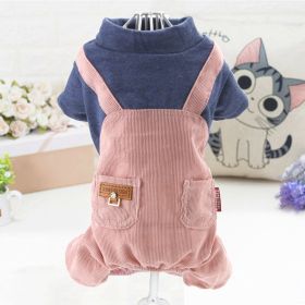 Pet Clothes Dog Four-legged Pet Clothes (Option: JEANS Pocket Strap Pink-XS)