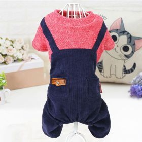 Pet Clothes Dog Four-legged Pet Clothes (Option: JEANS Pocket Strap Navy Blue-XL)