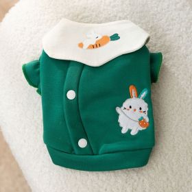 Dog Carrot Rabbit Lapel Sweater Thin Clothes (Option: Green Bunny-XS)