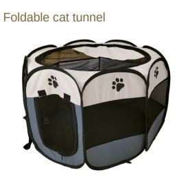 Oxford cloth folding pet tent cat kennel dog kennel cat delivery room indoor pet fence octagonal pet fence (Color: Rice coffee, size: 114*114*58cm)