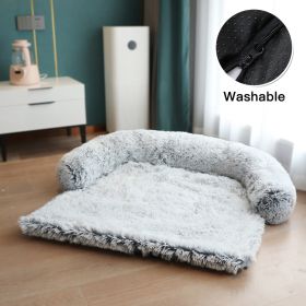 Pet Sofa; Warm Plush Pet Cushion For Indoor Dogs & Cats; Dog Blanket; Washable Pet Bed (Color: Light Grey, size: M)