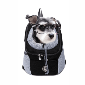 Portable Travel Backpack Outdoor Pet Dog Carrier Bag Mesh (Color: black, type: Pet Supplies)