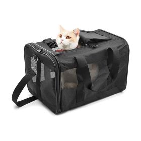 Collapsible Pet Travel Carrier Soft Sided Portable Bag (Color: black, type: Pet Supplies)