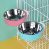 Pet Stainless Steel Bowl Hanging Cage Type Fixed Cute Dog Basin Cat Supplies Puppy Food Drinking Water Feeder Pets Accessories