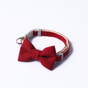 Pet Adjustable Bow Cat Collar (Color: Red)