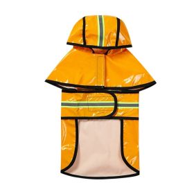 Dog Raincoat Waterproof PU Leather Back Reflective Stripe Poncho (Option: yellow-L)