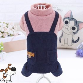 Pet Clothes Dog Four-legged Pet Clothes (Option: JEANS Pocket Strap Pink Top-L)