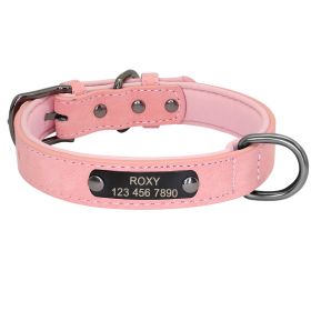 Engraved Lettering On The Neck Ring Of Dogs And Cats To Prevent Loss (Option: Pink-M)