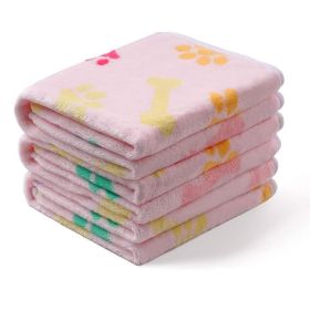 Pet Blanket Dog Cat Pad Warm Blanket Confetti Bone Dog's Paw Blanket (Option: Pink-40*60CM)