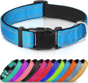 Adjustable Reflective Nylon Webbing Dog Collar (Option: sky blue-XL)